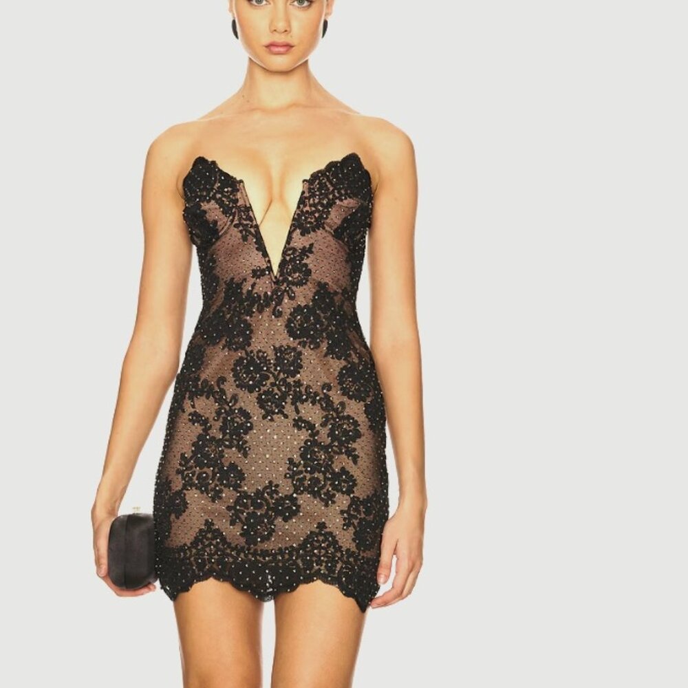 Self-Portrait Rhinestone Bandeau Mini Dress - Picture 1 of 3